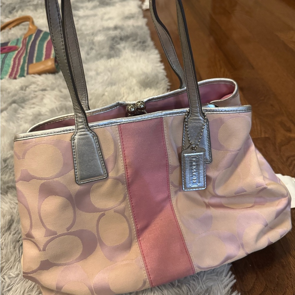Coach Pink and Silver Tote Bag
